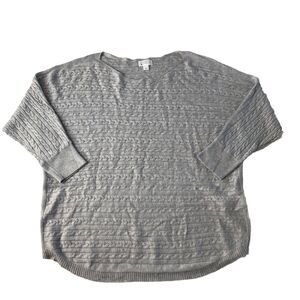 Market & Spruce Women’s Sweater Gray 3/4 Sleeve Acrylic/Poly/Cashmere/Silk Large